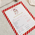 MERI Christmas Secret Santa Questionnaire Card<br><div class="desc">Der Weihnachtsfragebogen mit festlichen,  roten und weißen Canestreifen und einem eleganten goldenen Schriftart. Diese geheime Santa-Aktivität ist ideal für Familien,  Freunde oder Feiertage im Büro.</div>