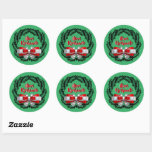 Meri Kirihimete Maori Merry Christmas Runder Aufkleber<br><div class="desc">Stickers - - Meri Kirihimete - Maori Frohe Weihnachten - ODER Bearbeiten Sie den Text zu dem, was Sie gewollt - - auf Black Ferns with Red & Silver Bow - - - - - - - Sehen Sie die Sammlungen in meinem Laden für die Matching-Teller, Napkins, Untersetzer, Tischsets, Ballons...</div>