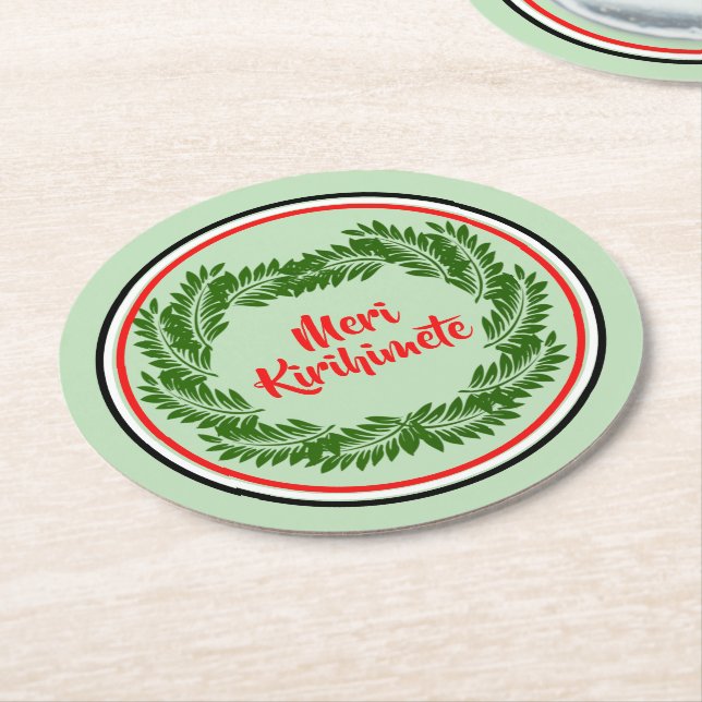 Meri Kirihimete Maori Merry Christmas Runder Pappuntersetzer (Angewinkelt)