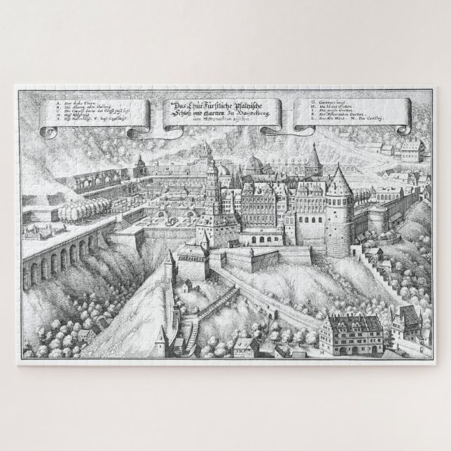 MERIAN: Heidelberg-Schloss und königliche Gärten Puzzle (Horizontal)