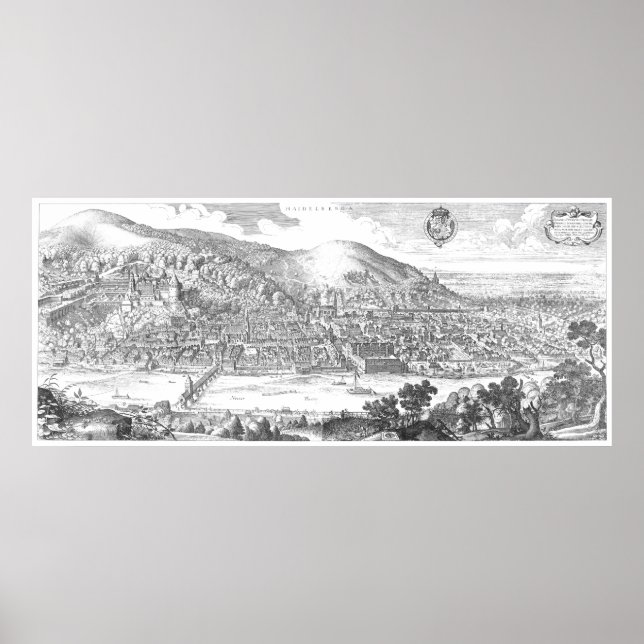 MERIAN: Schloss Heidelberg und Altstadt (1620) Poster (Vorne)