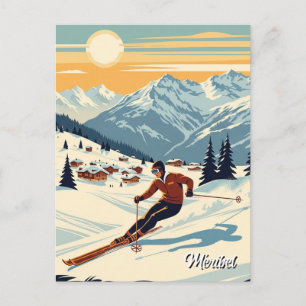 Méribel France Skier Skiing Postkarte