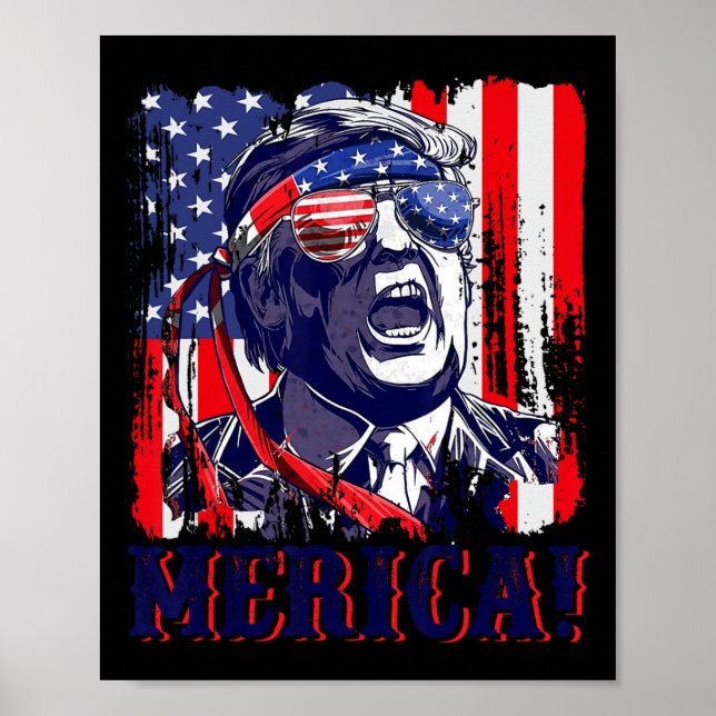 Merica 4. Juli Amerikanische Flagge Murica merica  Poster (Vorne)