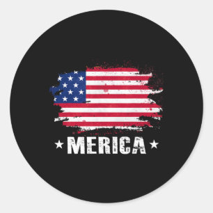 Merica 4. Juli Amerikanische Flagge Patriotisch Runder Aufkleber