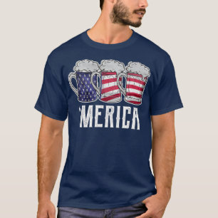 Merica 4. Juli Beer American Flag Day T-Shirt