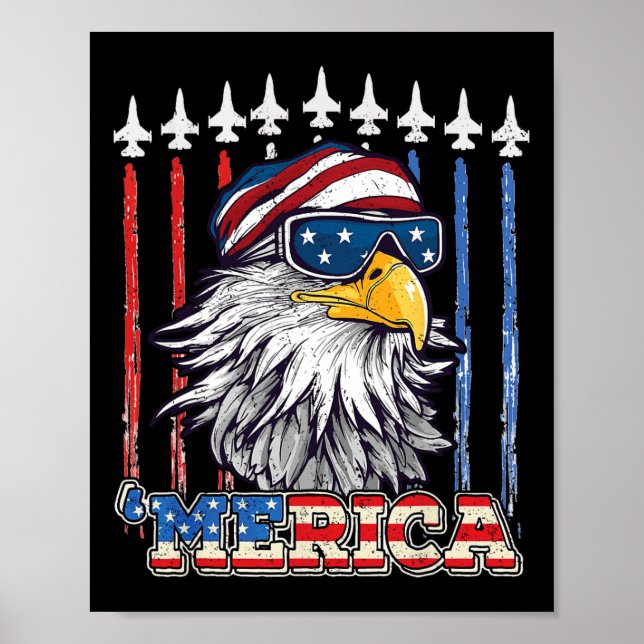 Merica 4. Juli Eagle Mullet Usa Flag Patriotic Poster (Vorne)