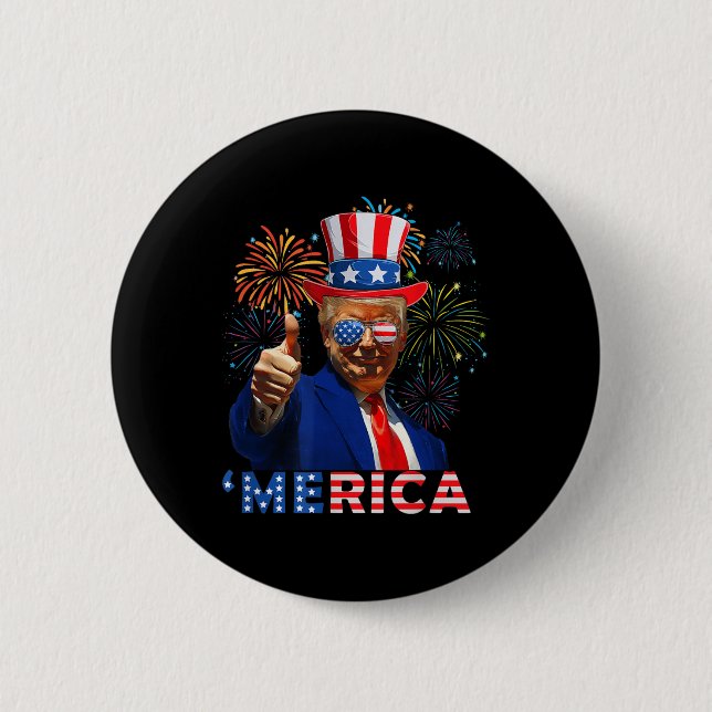 Merica 4. Juli Funny Trump Fireworks Independe Button (Vorderseite)