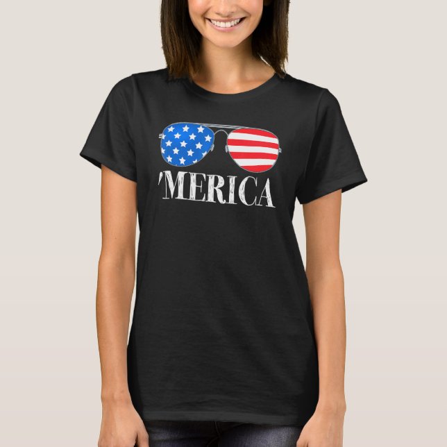 Merica 4. Juli Sonnenbrille Patriotische Jungs Kin T-Shirt (Vorderseite)