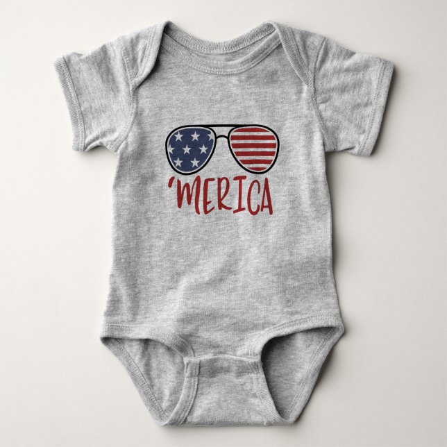 Merica 4. Juli Sonnenbrille Sommer T - Shirt (Vorderseite)