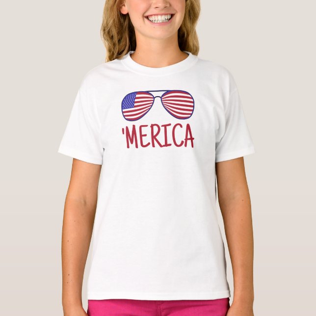 "Merica 4. Juli T - Shirt der Brille (Vorderseite)