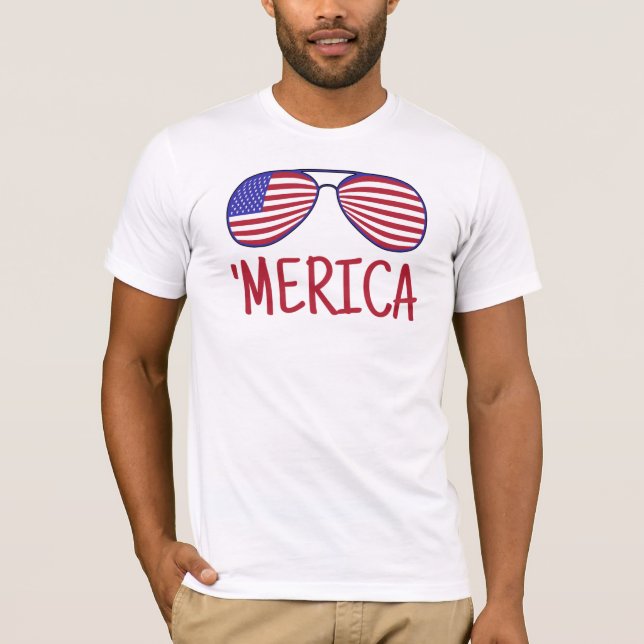 "Merica 4. Juli T - Shirt der Brille (Vorderseite)