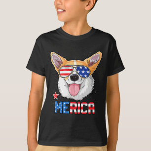 Merica 4. Juli T Shirt Kinder Jungen Mädchen Hund 