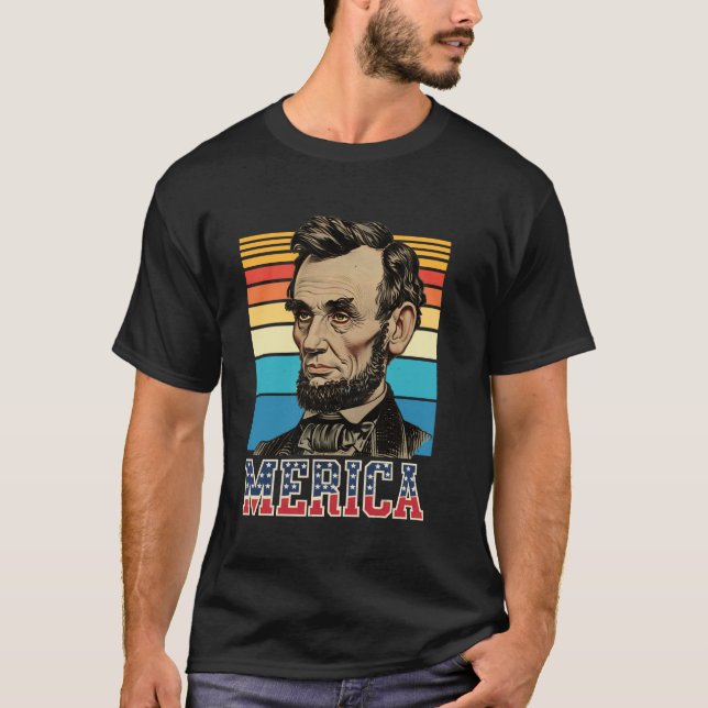 Merica Abe Abraham Lincoln - 4. Juli T-Shirts (Vorderseite)