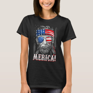 Merica Abe Lincoln 4. Juli American Flag Mull T-Shirt