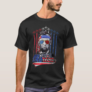 Merica Abraham Lincoln 4. Juli Amerikanische Flagg T-Shirt