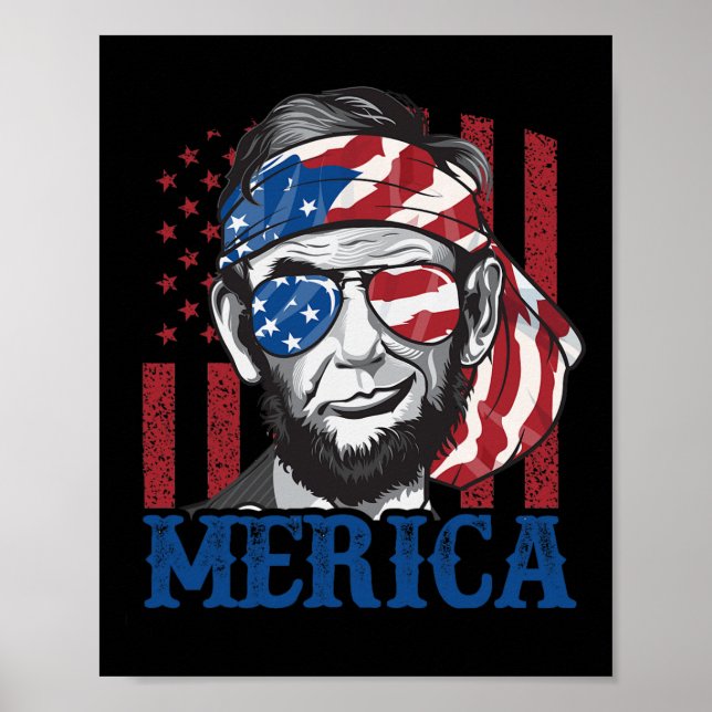Merica Abraham Lincoln 4. Juli Shirt Men Ameri Poster (Vorne)