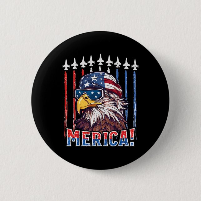 Merica Adle 4. Juli Patriotic Freedom Eagle Button (Vorderseite)