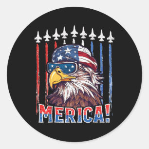 Merica Adle 4. Juli Patriotic Freedom Eagle Runder Aufkleber