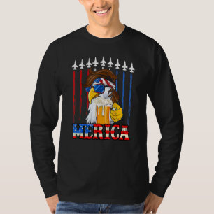 Merica Adler mit Bier America Flag 4. Juli T-Shirt
