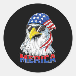 Merica Adlerhaar Amerikanische Flagge Veteranentag Runder Aufkleber