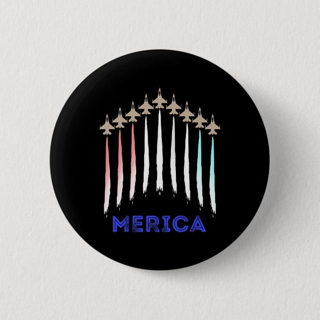Merica America Jet Flag Trump Patriot Veteran Gesc Button (Vorderseite)