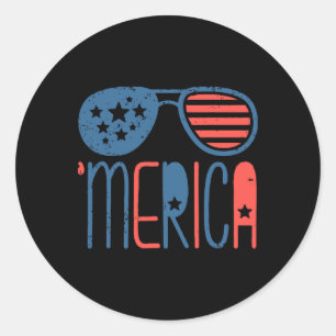 Merica American Flag Aviators Kleinkind 4. Juli Wh Runder Aufkleber