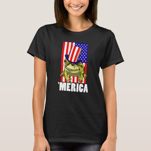 Merica American Flag Frog  Women Frog Love  5 T-Shirt (Vorderseite)