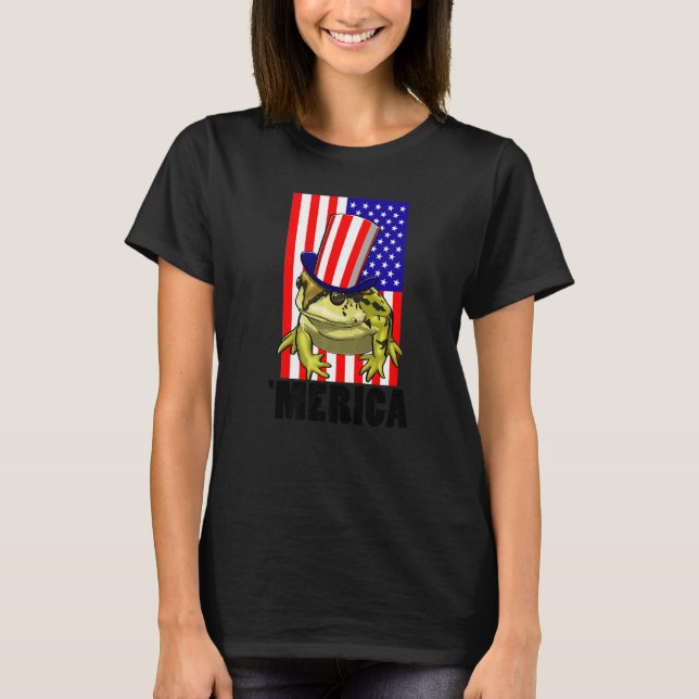 Merica American Flag Frog  Women Frog Love T-Shirt (Vorderseite)