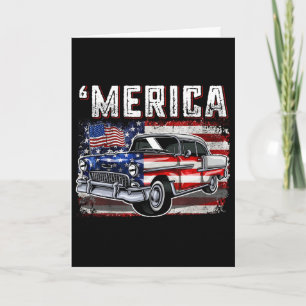 Merica Amerikanische Flagge Altes Auto 4. Juli Kin Karte