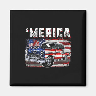 Merica Amerikanische Flagge Altes Auto 4. Juli Kin Magnet