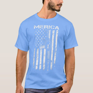 MERICA AR15 2. Abänderung 4. Juli USA Flag Fu T-Shirt