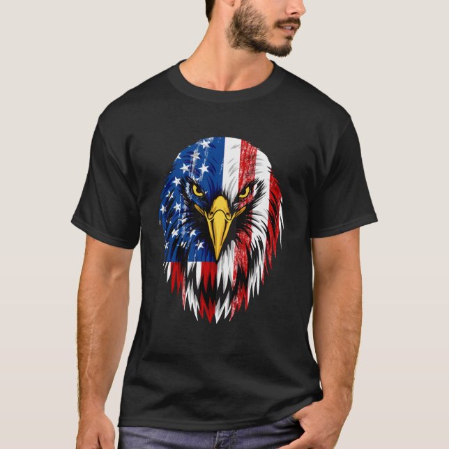 Merica Bald Eagle American Flag 4. Juli T-Shirt (Vorderseite)
