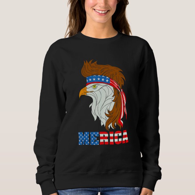Merica Bald Eagle Mullet American Independence Day Sweatshirt (Vorderseite)