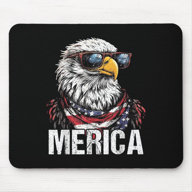 Merica Bald Eagle Patriotic Adler 4. Juli Amer Mousepad (Vorne)