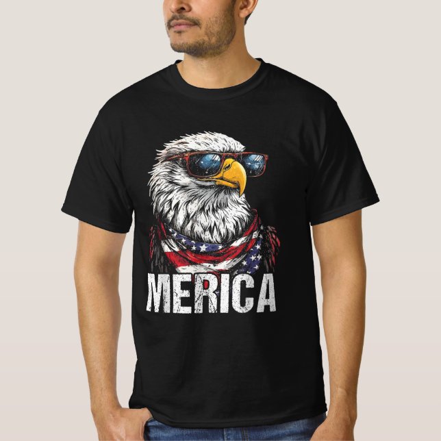 Merica Bald Eagle Patriotic Eagle 4. Juli T-Shirt (Vorderseite)