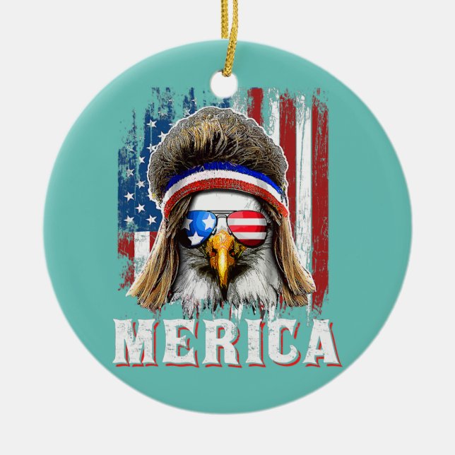 Merica Bald Eagle USA Flag Patriotic 4. Keramik Ornament (Vorne)