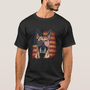 Merica Belgischer Malinois Hund 4. Juli T-Shirt