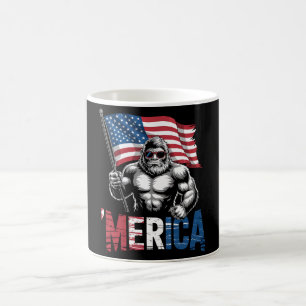 Merica Bigfoot American Flag Patriotic 4. Juli Kaffeetasse