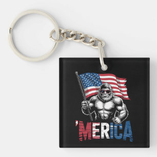 Merica Bigfoot American Flag Patriotic 4. Juli Schlüsselanhänger