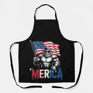 Merica Bigfoot Amerikanische Flagge Patriotisch 4. Schürze