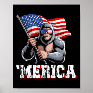 Merica Bigfoot Amerikanische Flagge Patriotischer Poster