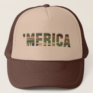 'MERICA Camouflage-Fernlastfahrer-Hut (Braun u. Truckerkappe