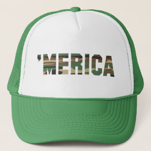 'MERICA Camouflage-Schriftart-Fernlastfahrer-Hut Truckerkappe