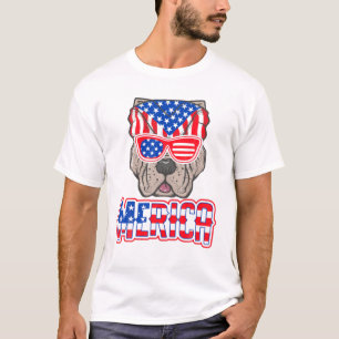 Merica Cane Corso Dog Pitbull USA Flag Pitbull 4th T-Shirt
