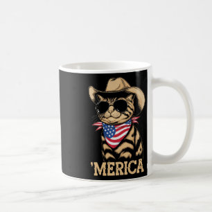 Merica Cat Patriotic American Flag Cowboy Sungles Kaffeetasse