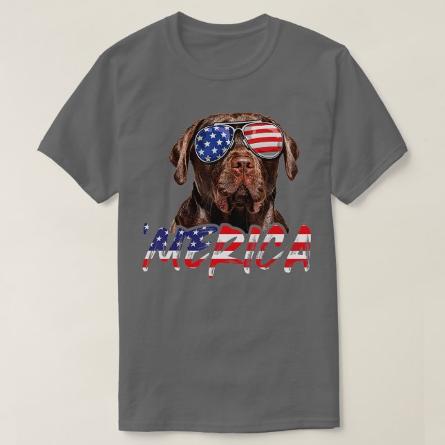 Merica Chocolate Labrador 4. Juli American Fla T-Shirt (Design vorne)