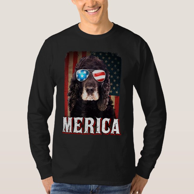 Merica Cocker Spaniel Hund American Flag 4. Juli T-Shirt (Vorderseite)