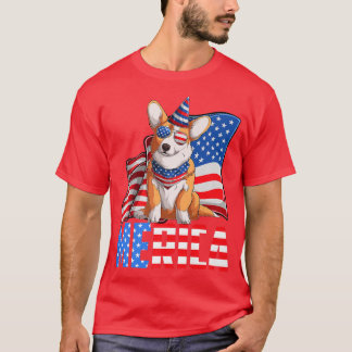 Merica Corgi 4. Juli Amerikanische Flagge Corgi D T-Shirt