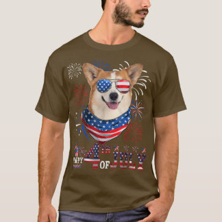 Merica Corgi Dog Sungging 4th July American Fl T-Shirt