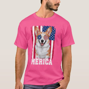 Merica Corgi Dog USA Flag Patriotic 4. Juli T-Shirt